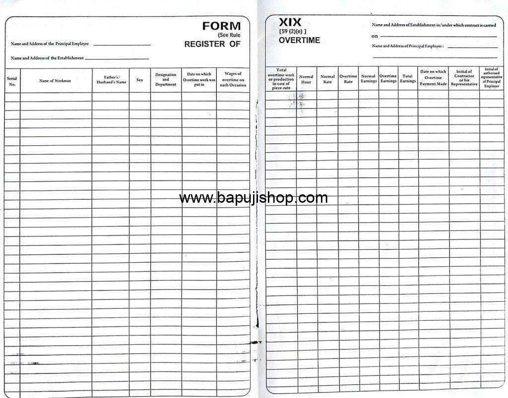 Overtime register format