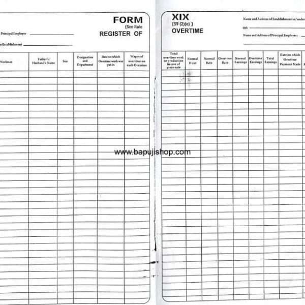 Overtime register format