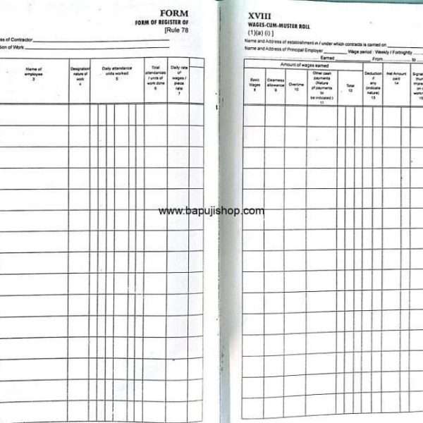 form xviii register of wages