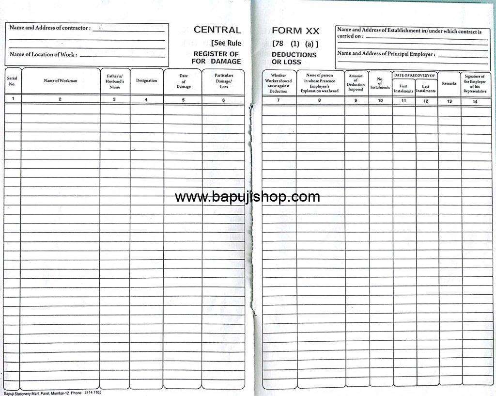 Register of deductions