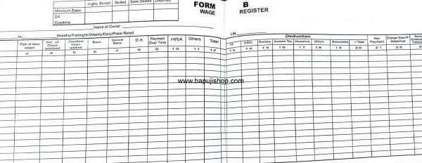 Form B Wages Register