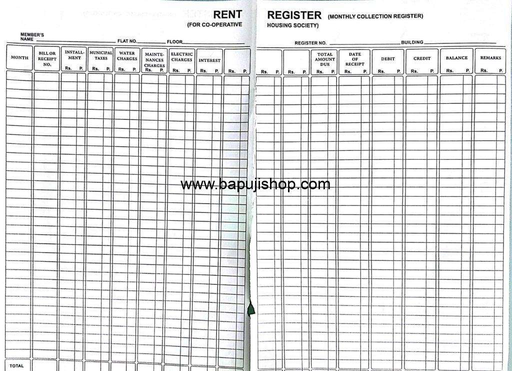 Rent Register for society