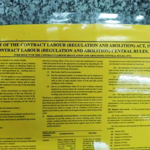 Abstract of contract labour act 1970 and rules 1971 CLRA
