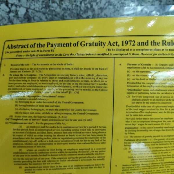 Abstract of the payment of gratuity act 1972