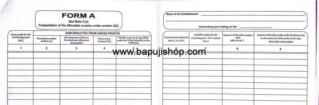 Form A Bonus Act Register