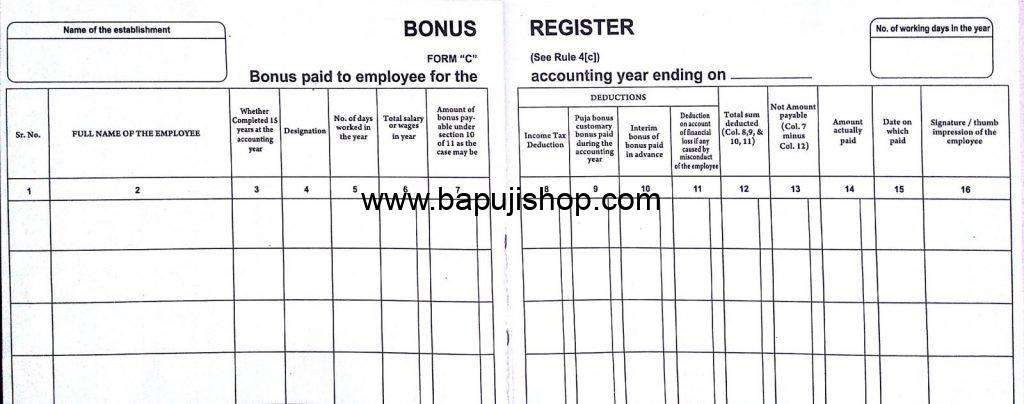 Bonus register in Mumbai