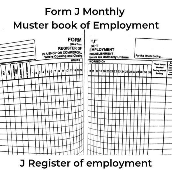 Register of employment in form J