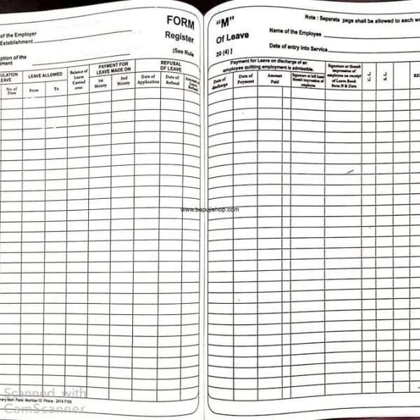 Form M Leave register
