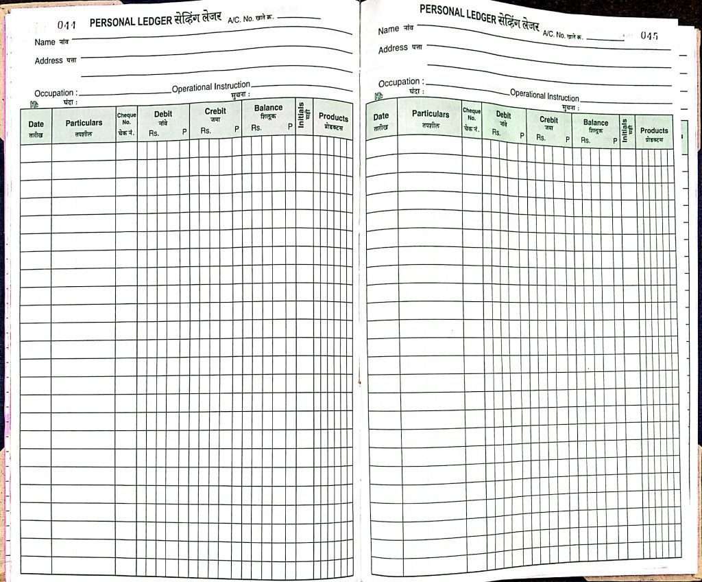 Ledger book columns personal savings
