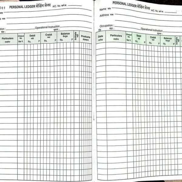 Ledger book columns personal savings