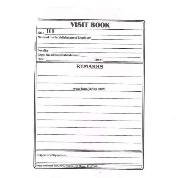 Inspection visit book