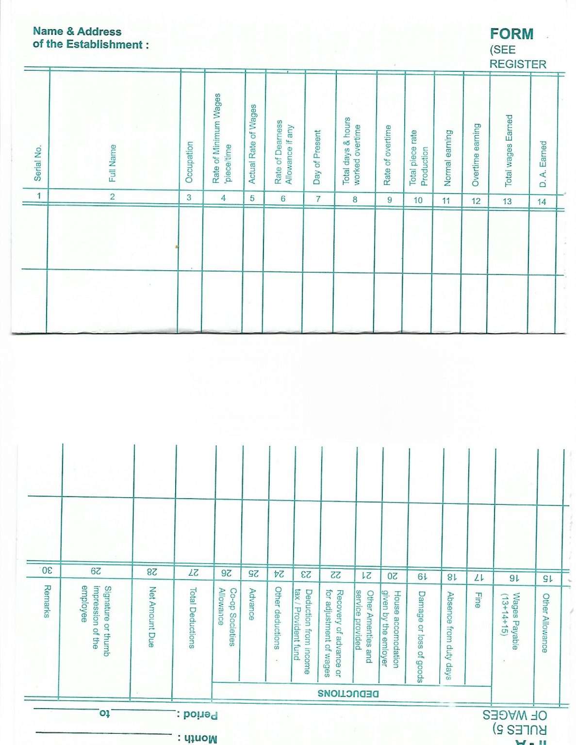 Register of Wages II A Rule 5