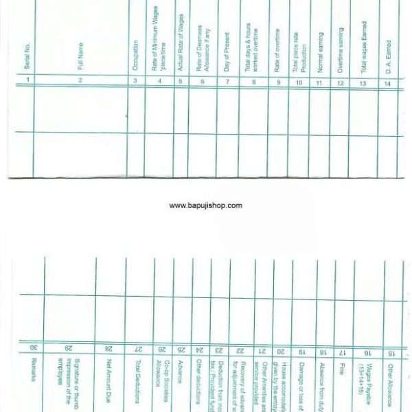 Register of Wages II A Rule 5