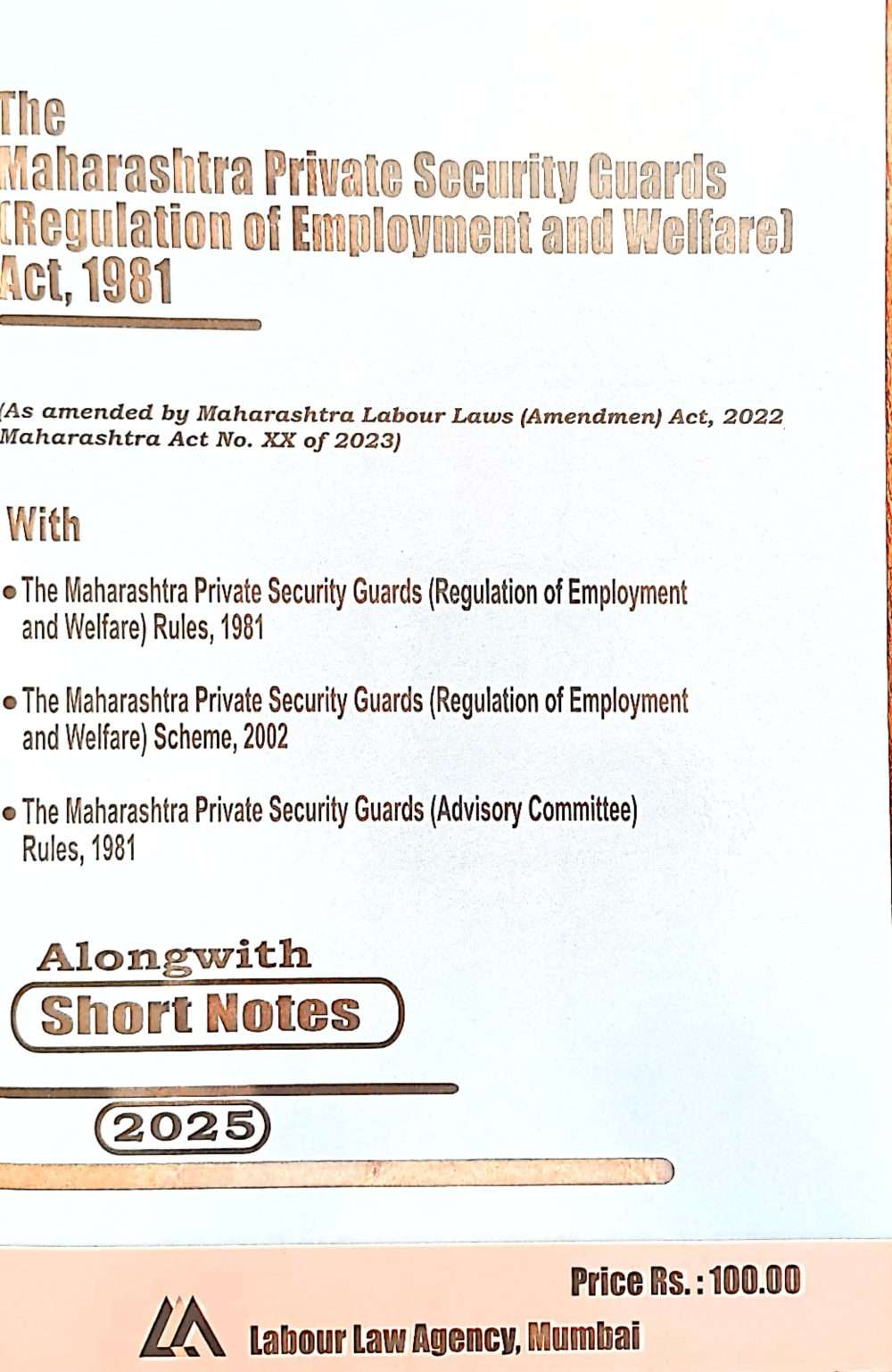 Maharashtra private security guard act 1981 book in Mumbai