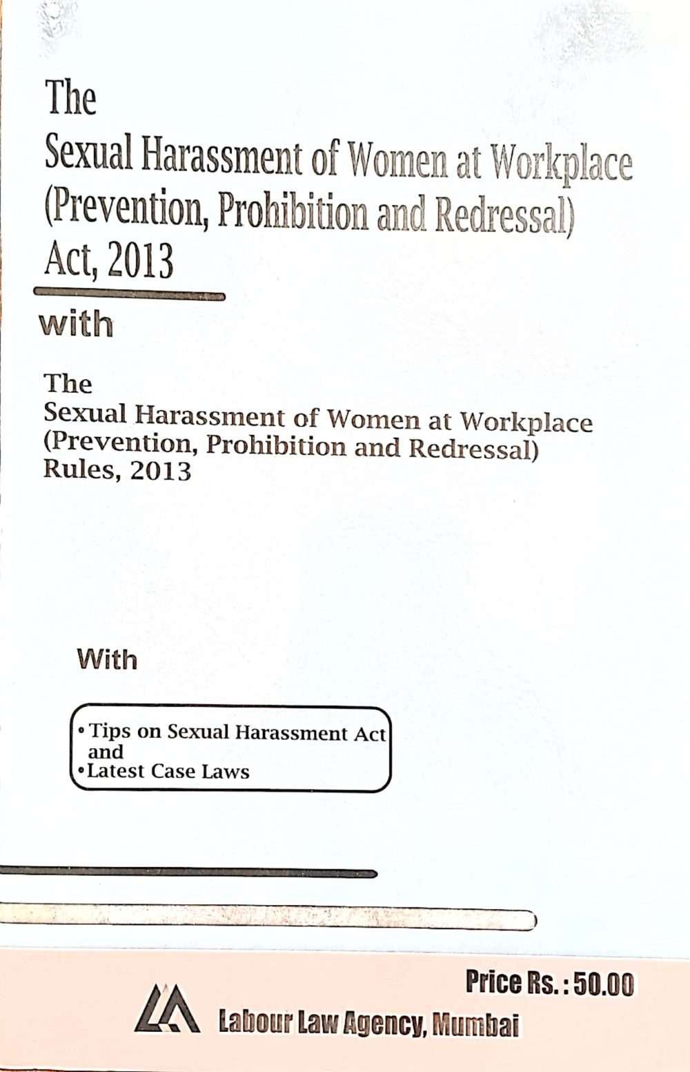 Book on POSH act bare act for rules pertaining to prevention of sexual harassment at workplace in Mumbai area