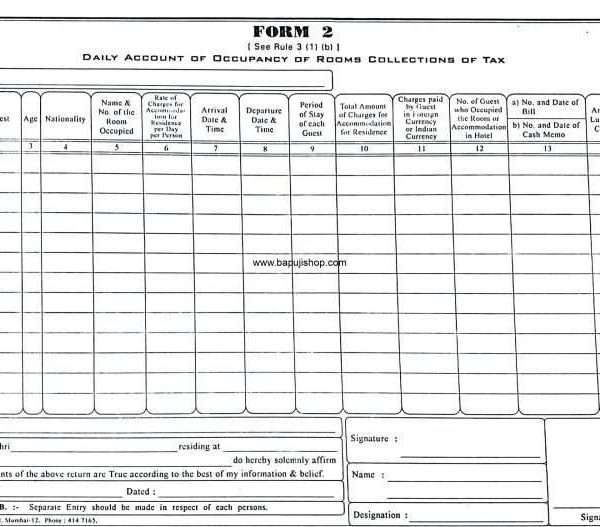 Luxury tax Form II Rule 3