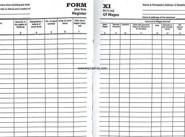 register of wages form xi
