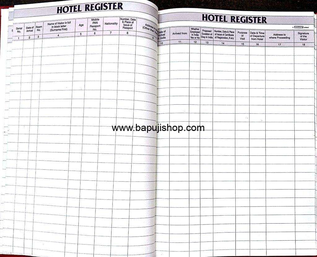 Hotel Register format
