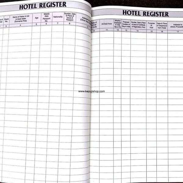 Hotel Register format