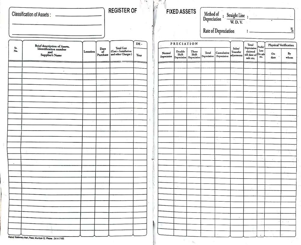 fixed asset register companies act 2013