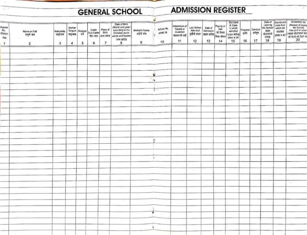 admission register for school