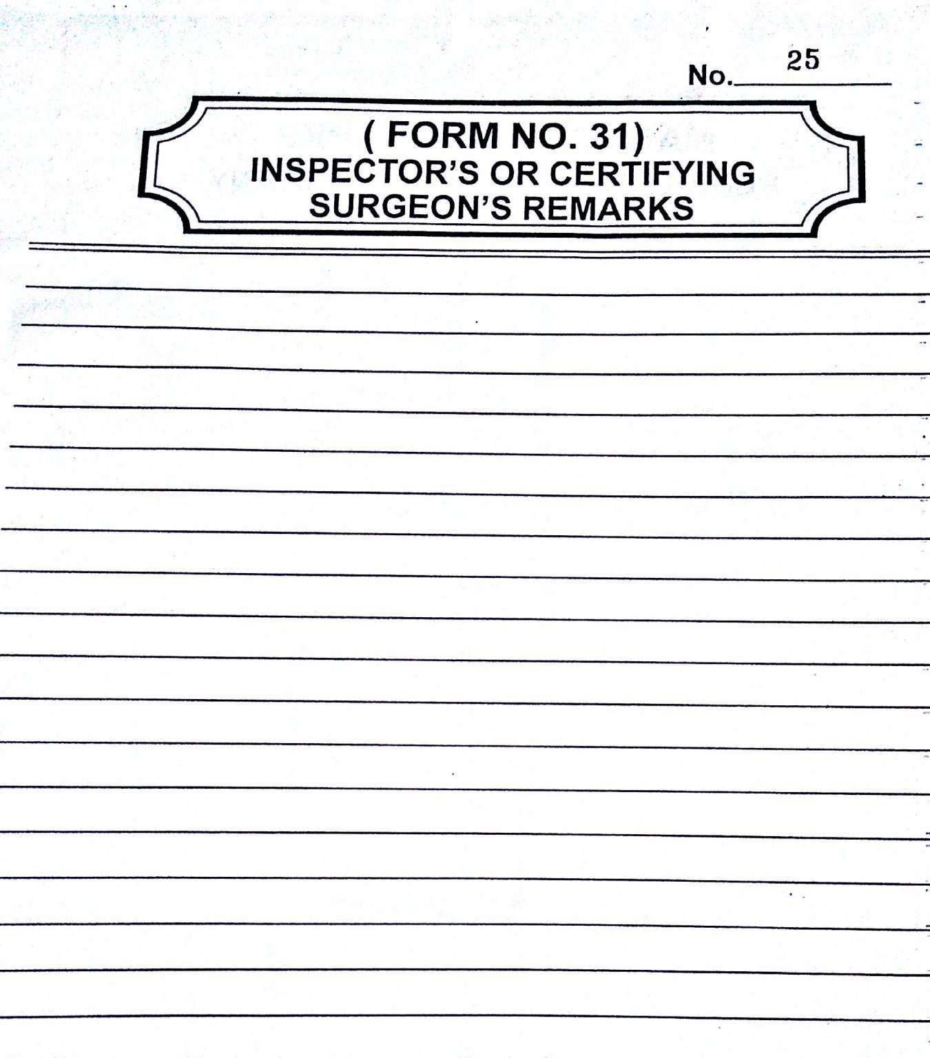 Inspection Book Form 31