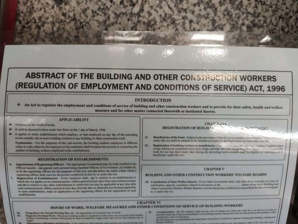 Abstract of the building and other construction workers act
