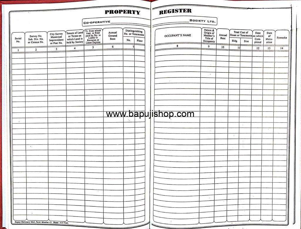 property register format for housing society
