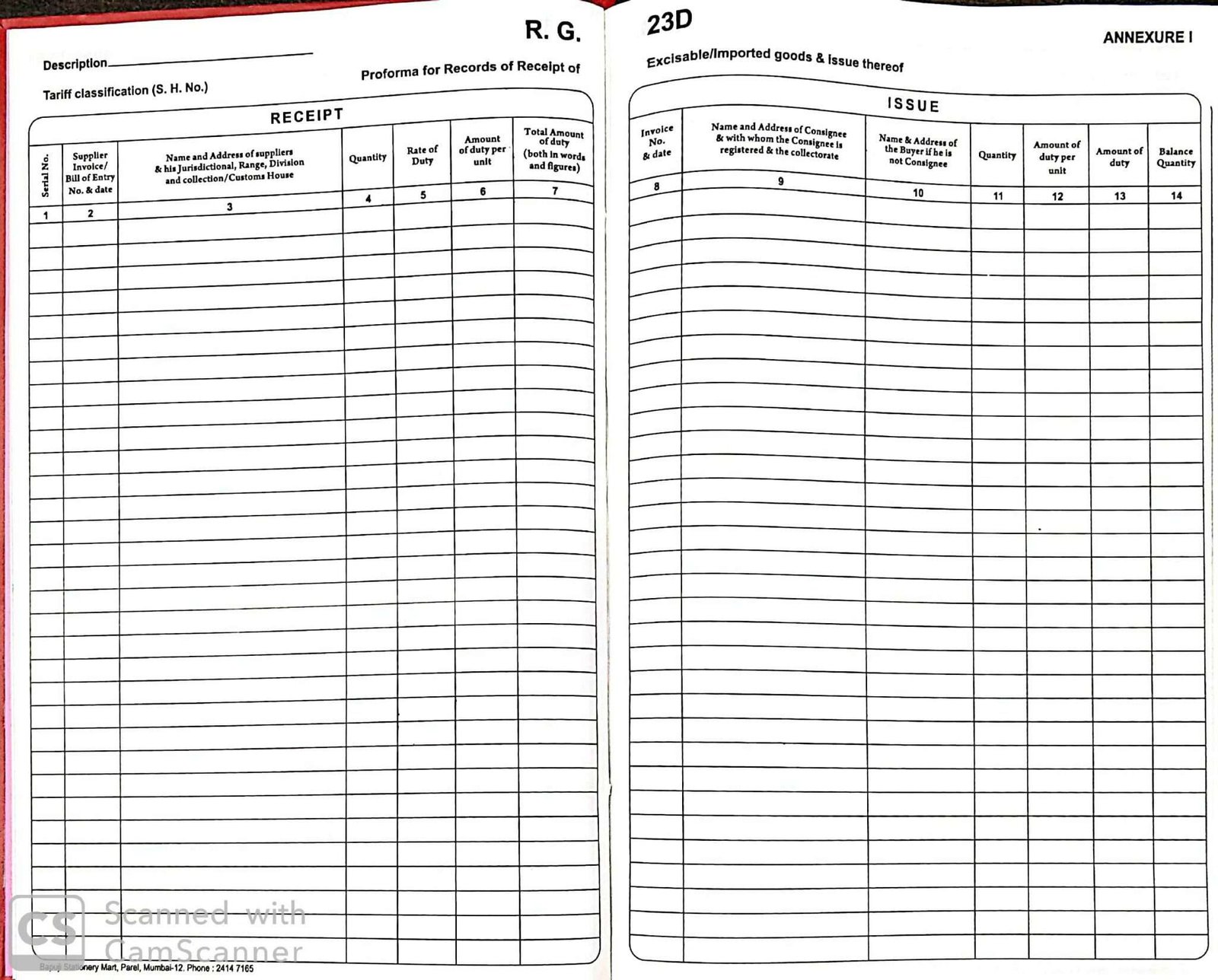 RG23d register book - Bapuji best stationery(since 1948) legal supplies