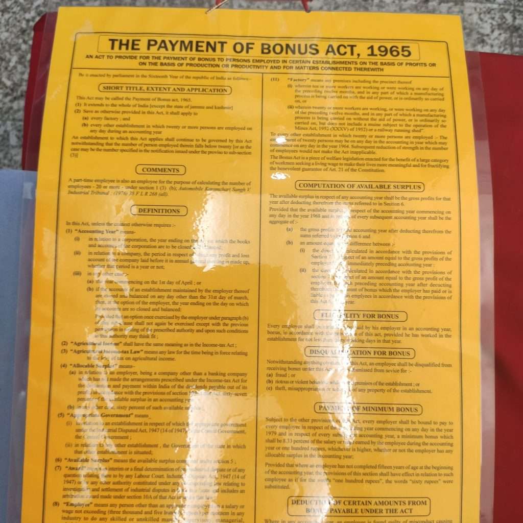 Abstract of Bonus Act | Abstract of payment of bonus act 1965 - Image 2