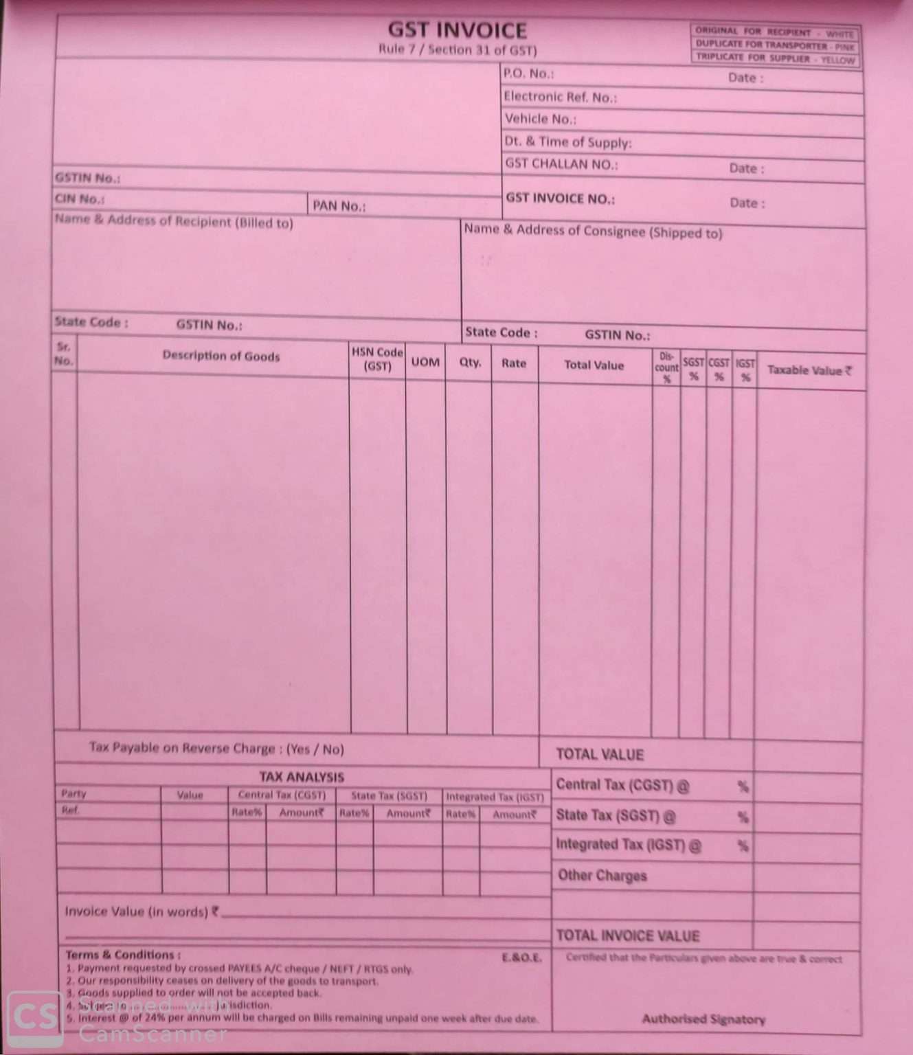 GST bill book image