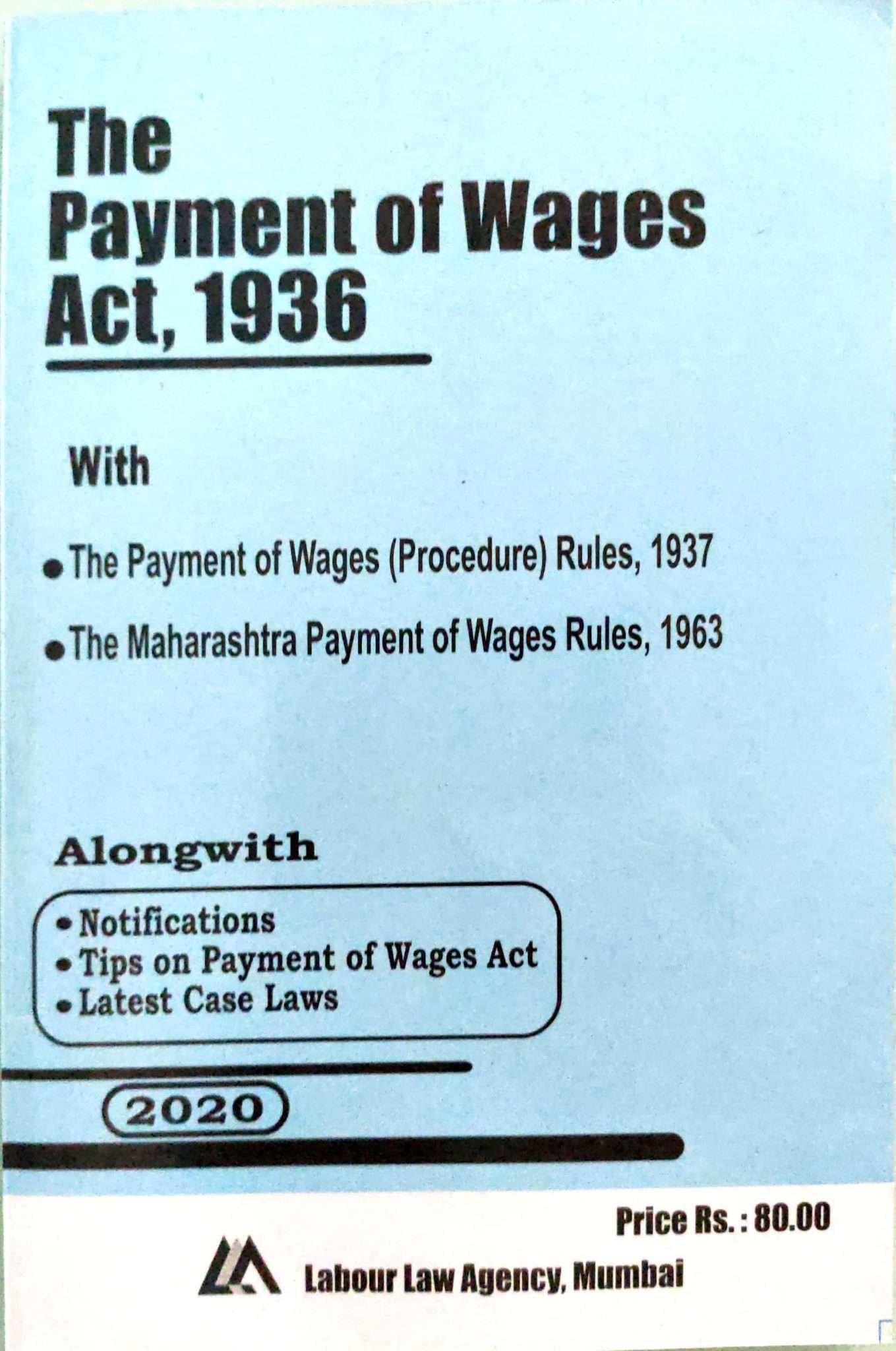 Payment of Wages Act book From Bapuji Stationery Mart (since 1948)