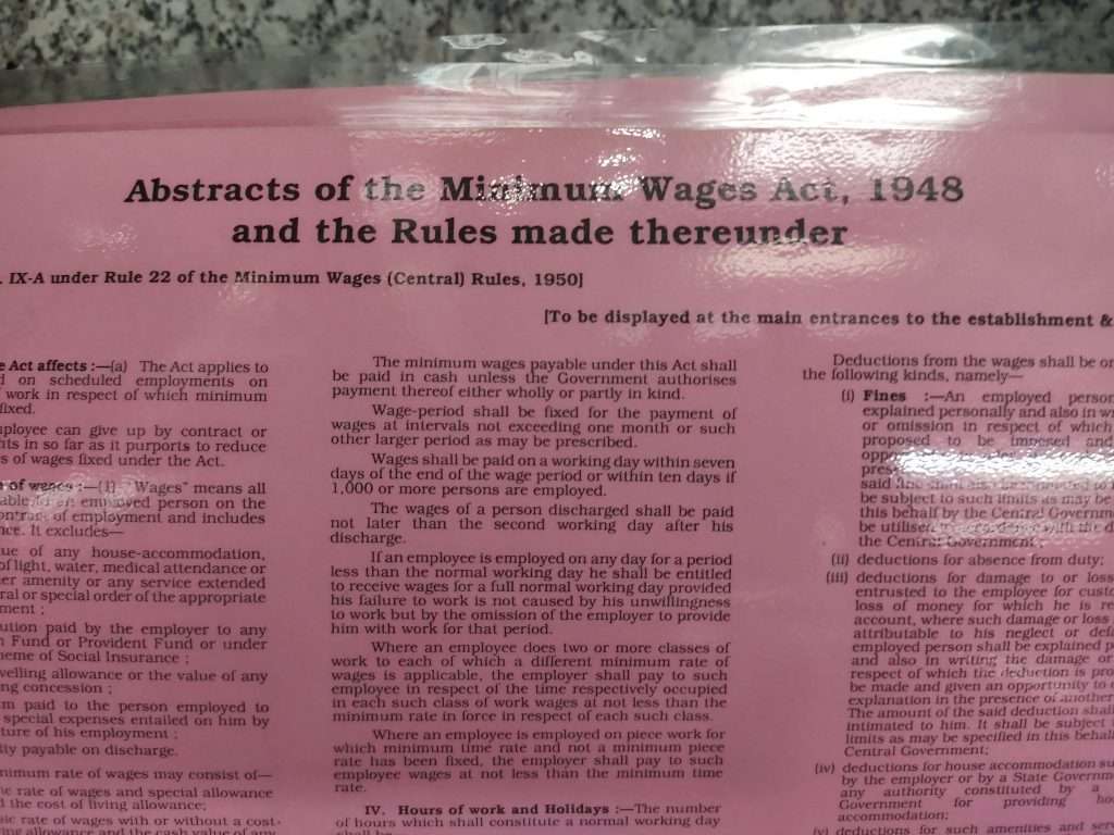 Abstract of minimum wages act 1948 rules