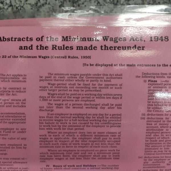 Abstract of minimum wages act 1948 rules