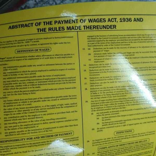 Abstract of the payment of wages act 1936