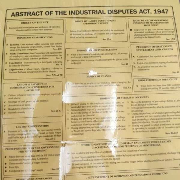 Abstract of industrial disputes act