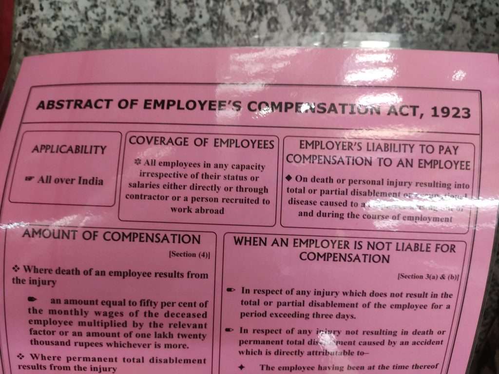 Abstract of employees compensation act 1923