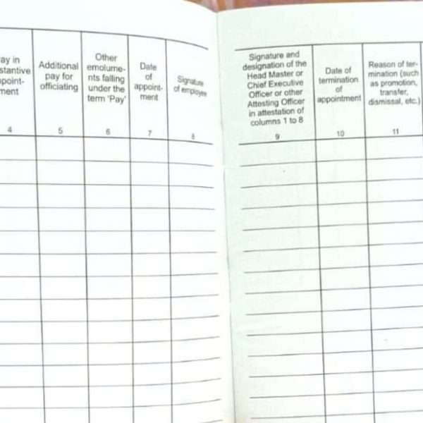 employee service book
